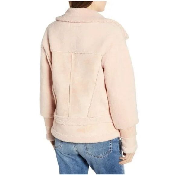 APPARIS Anne Faux-Shearling Moto-Style Jacket Pink - Picture 14 of 14